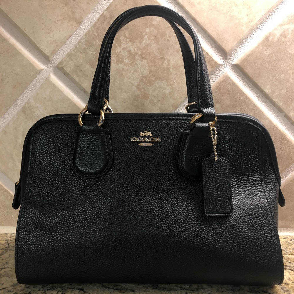 COPY - Coach Small Satchel Handbag Black Leather …